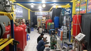 Fasilitas workshop refill FM200 HFC-227ea dan Novec FK5112 terlengkap se Indonesia untuk jasa pengisian ulang tabung clean agent gas fire suppression systems