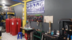 Fasilitas workshop refill FM200 HFC-227ea dan Novec FK5112 terlengkap se Indonesia untuk jasa pengisian ulang tabung clean agent gas fire suppression systems